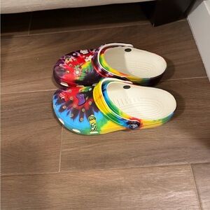 colorful tie dye crocs